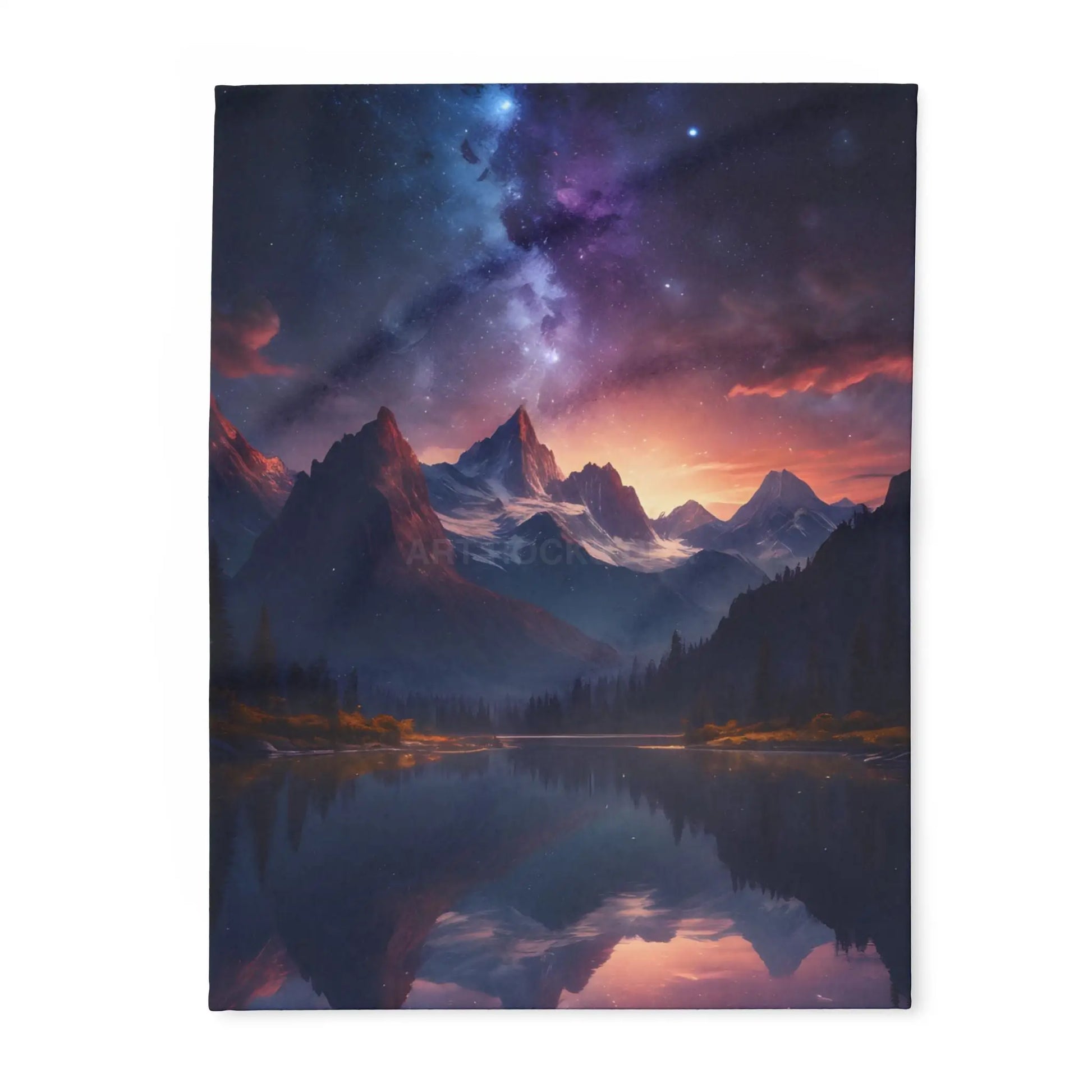 Cozy Celestial Mountain Fleece Blanket - Galaxy Decor Night Sky Throw Camping Gift Home Comfort Starry Blanket - 30’’ ×