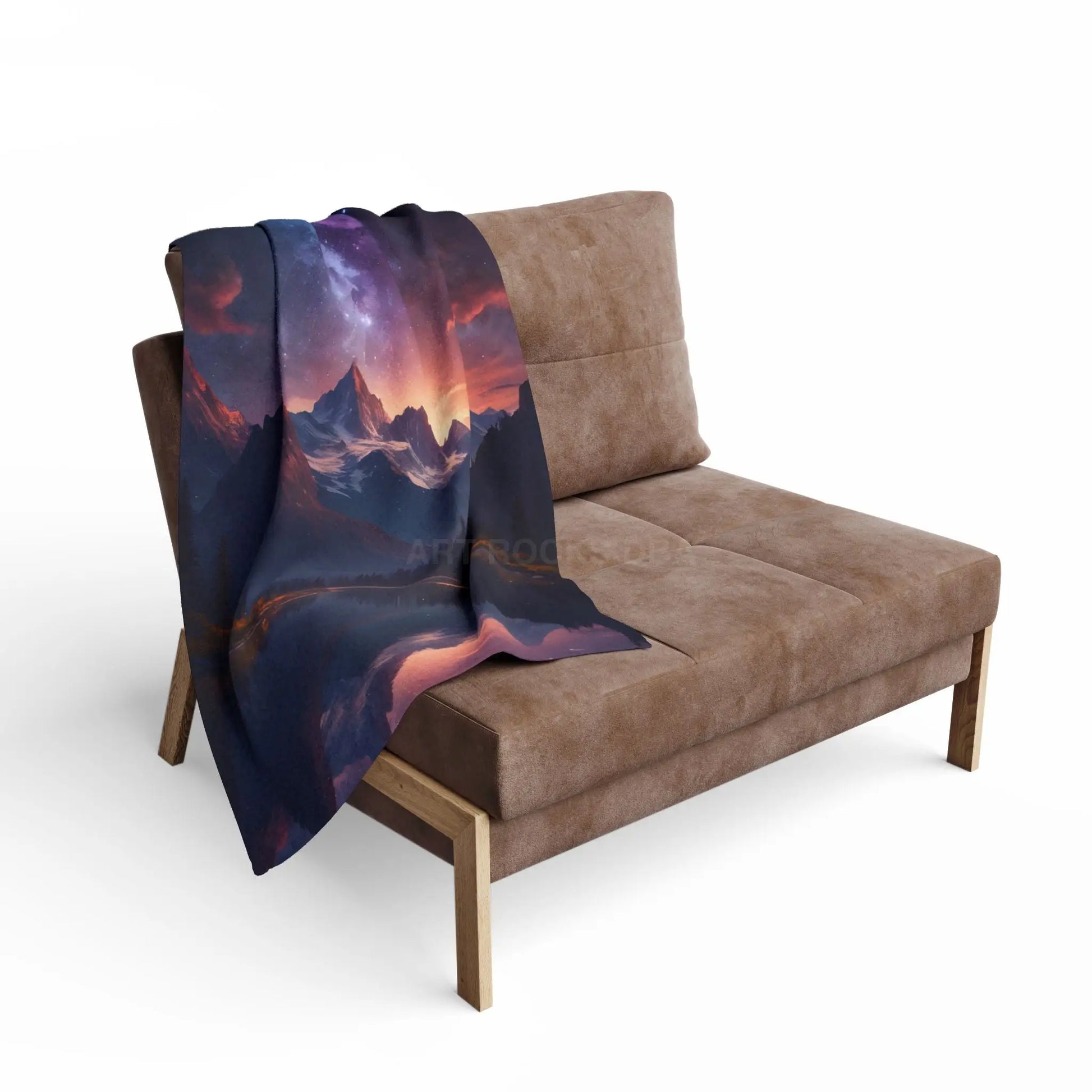 Cozy Celestial Mountain Fleece Blanket - Galaxy Decor Night Sky Throw Camping Gift Home Comfort Starry Blanket - Home