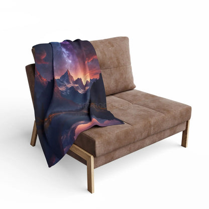Cozy Celestial Mountain Fleece Blanket - Galaxy Decor Night Sky Throw Camping Gift Home Comfort Starry Blanket - Home