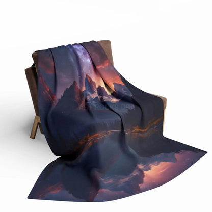 Cozy Celestial Mountain Fleece Blanket - Galaxy Decor Night Sky Throw Camping Gift Home Comfort Starry Blanket - Home