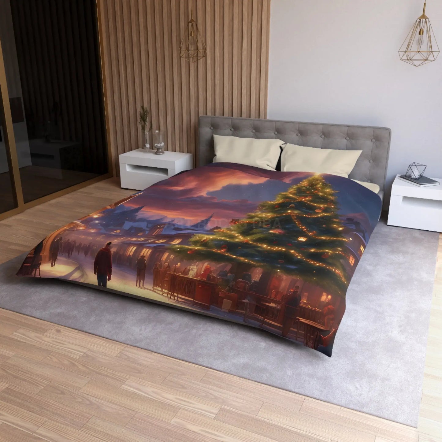 Cozy Christmas Microfiber Duvet Cover | Holiday Bedding Winter Decor Festive Bedroom Christmas Gifts Seasonal Home