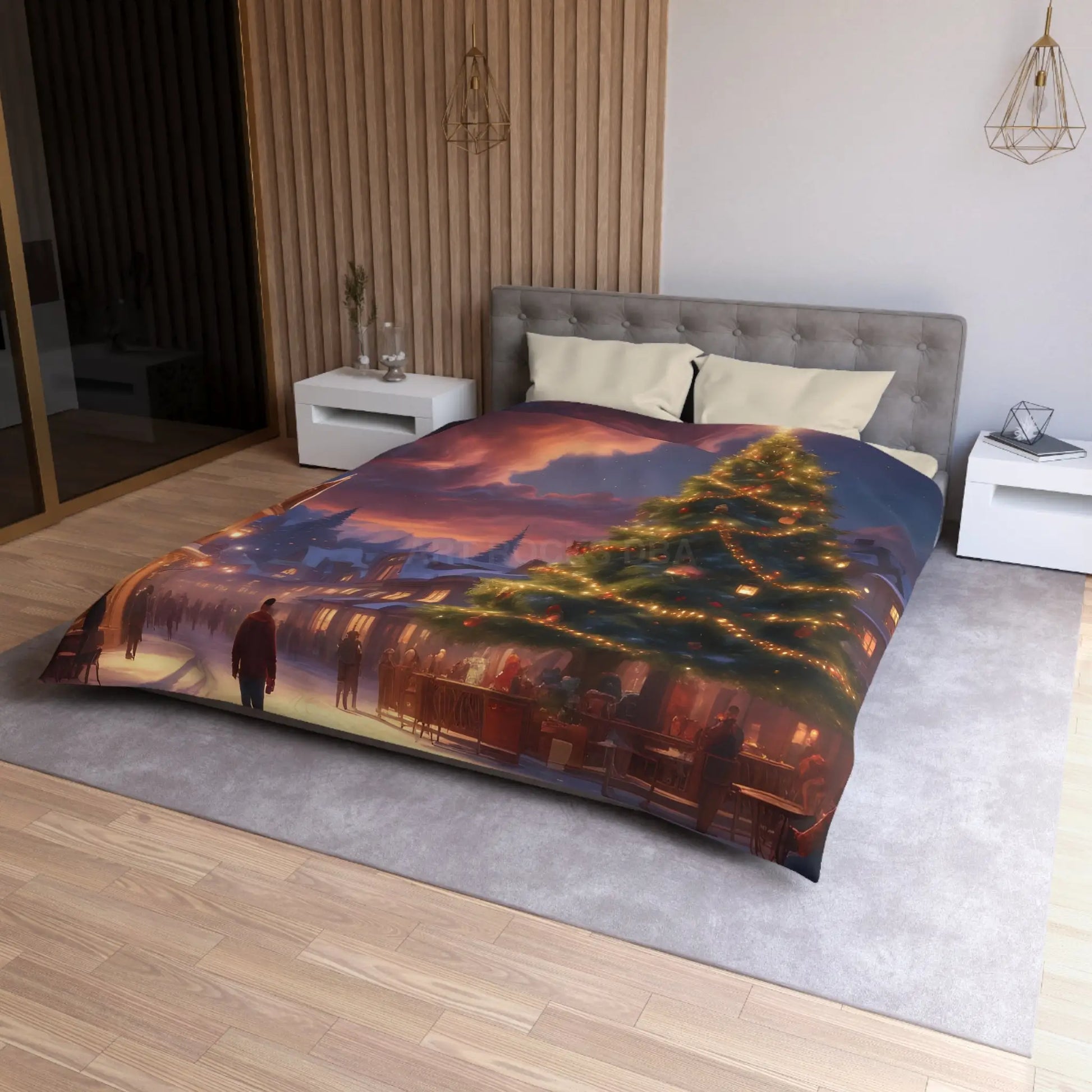 Cozy Christmas Microfiber Duvet Cover | Holiday Bedding Winter Decor Festive Bedroom Christmas Gifts Seasonal Home