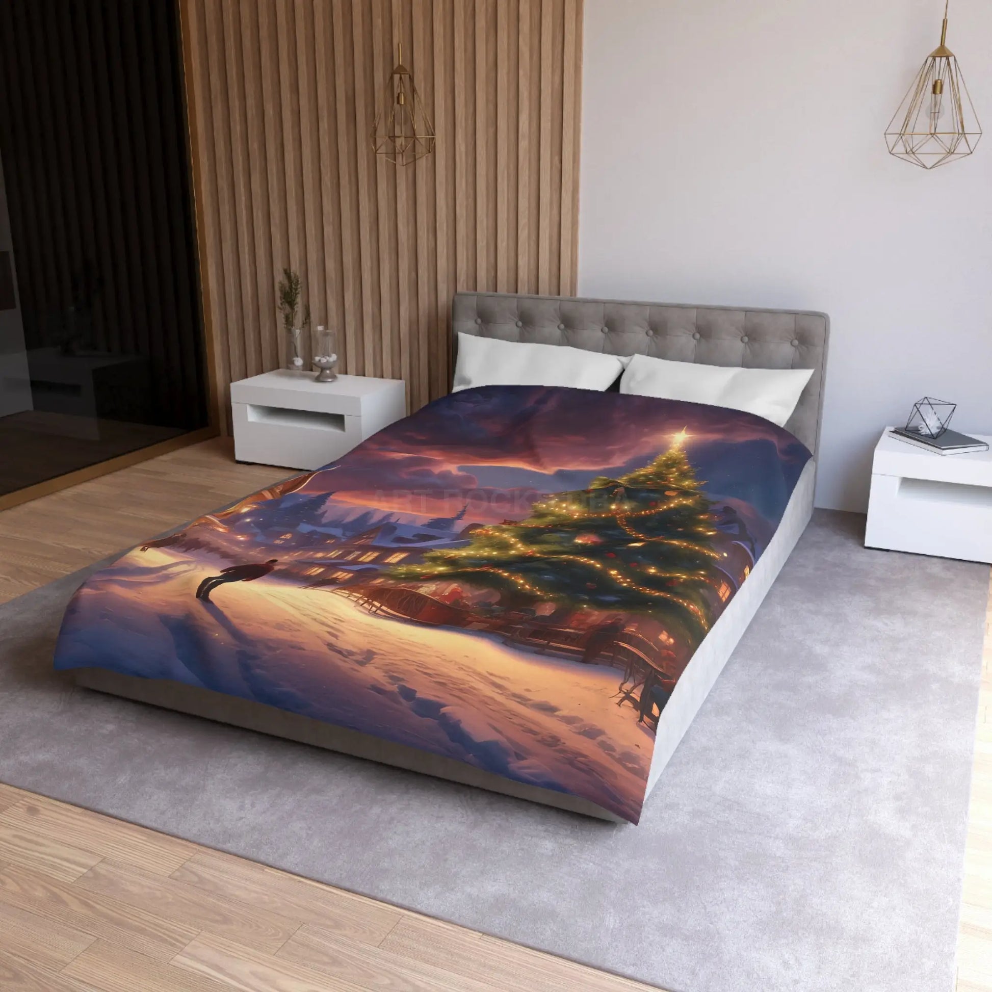 Cozy Christmas Microfiber Duvet Cover | Holiday Bedding Winter Decor Festive Bedroom Christmas Gifts Seasonal Home