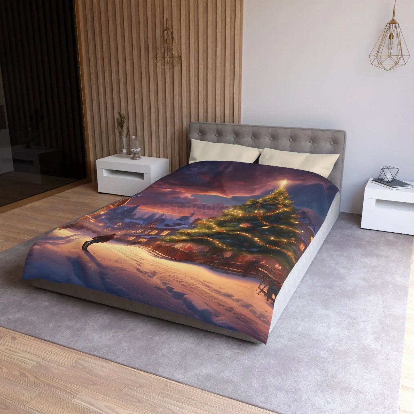 Cozy Christmas Microfiber Duvet Cover | Holiday Bedding Winter Decor Festive Bedroom Christmas Gifts Seasonal Home