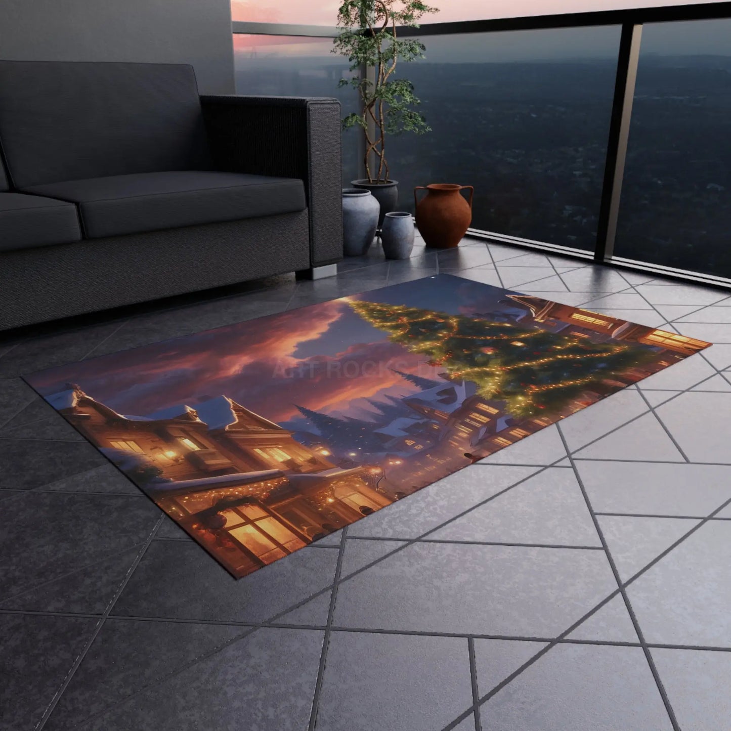 Cozy Christmas Outdoor Rug Festive Area Mat Holiday Decor Patio Entrance Mat Winter Welcome Rug Seasonal Outdoor Accent