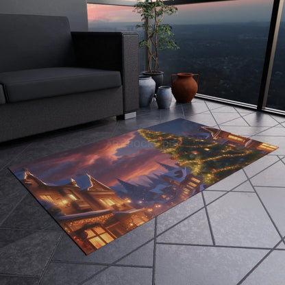 Cozy Christmas Outdoor Rug Festive Area Mat Holiday Decor Patio Entrance Mat Winter Welcome Rug Seasonal Outdoor Accent