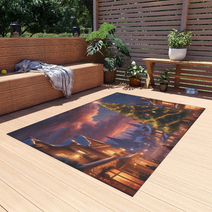 Cozy Christmas Outdoor Rug Festive Area Mat Holiday Decor Patio Entrance Mat Winter Welcome Rug Seasonal Outdoor Accent