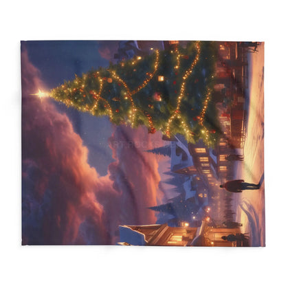 Cozy Christmas Scene Fleece Blanket – Perfect for Holiday Decor Christmas Gift Snuggling Up Home Comfort and Winter