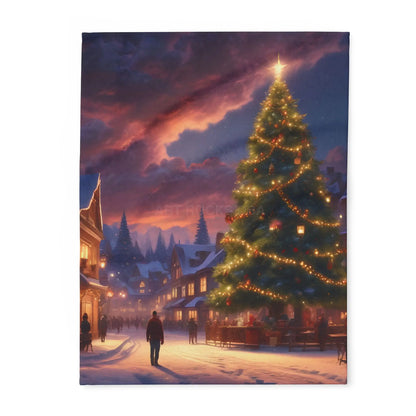 Cozy Christmas Scene Fleece Blanket – Perfect for Holiday Decor Christmas Gift Snuggling Up Home Comfort and Winter