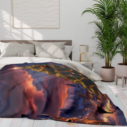 Cozy Christmas Scene Fleece Blanket – Perfect for Holiday Decor Christmas Gift Snuggling Up Home Comfort and Winter