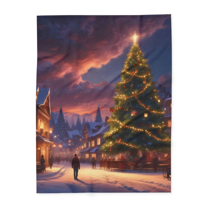 Cozy Christmas Scene Fleece Blanket – Perfect for Holiday Decor Christmas Gift Snuggling Up Home Comfort and Winter