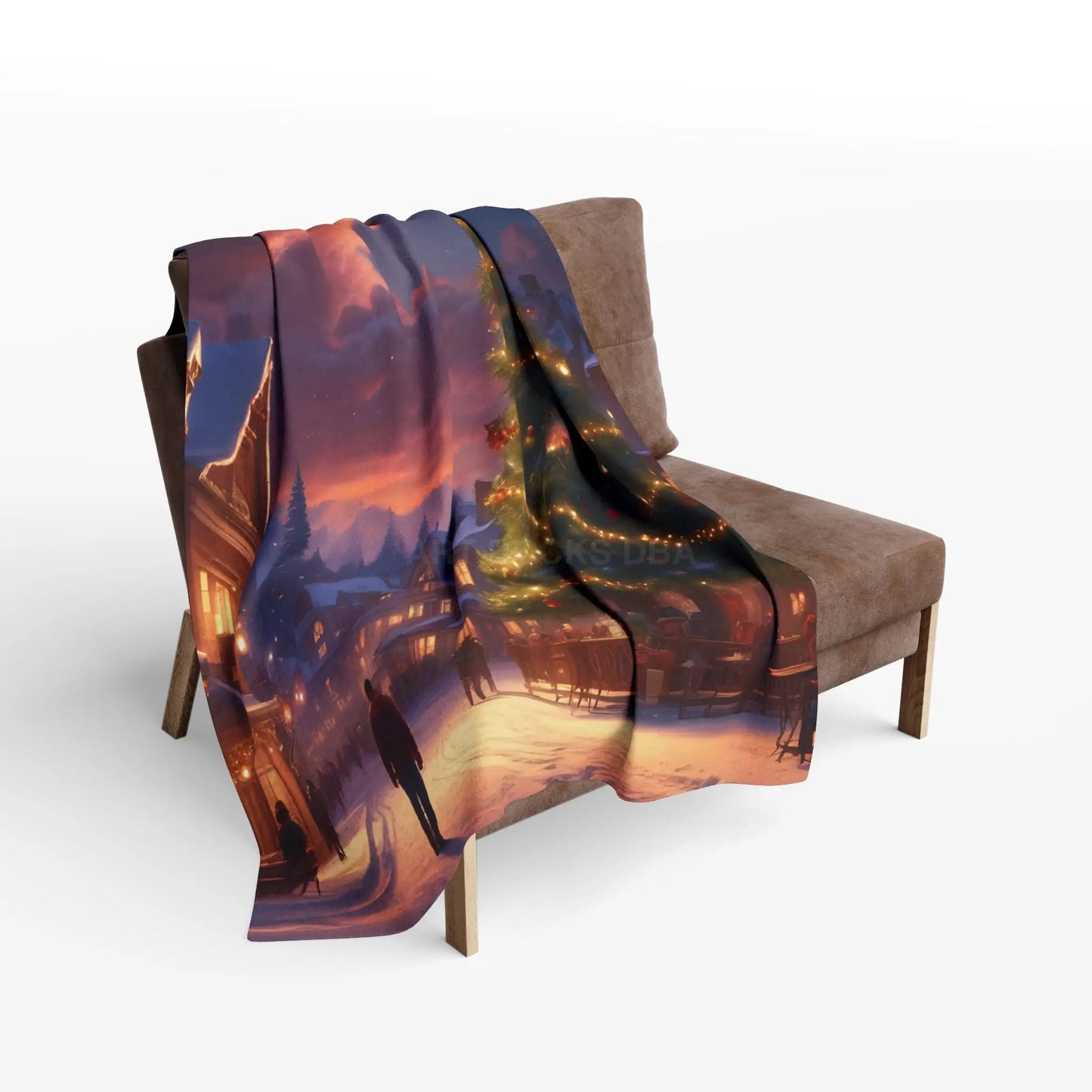 Cozy Christmas Scene Fleece Blanket – Perfect for Holiday Decor Christmas Gift Snuggling Up Home Comfort and Winter