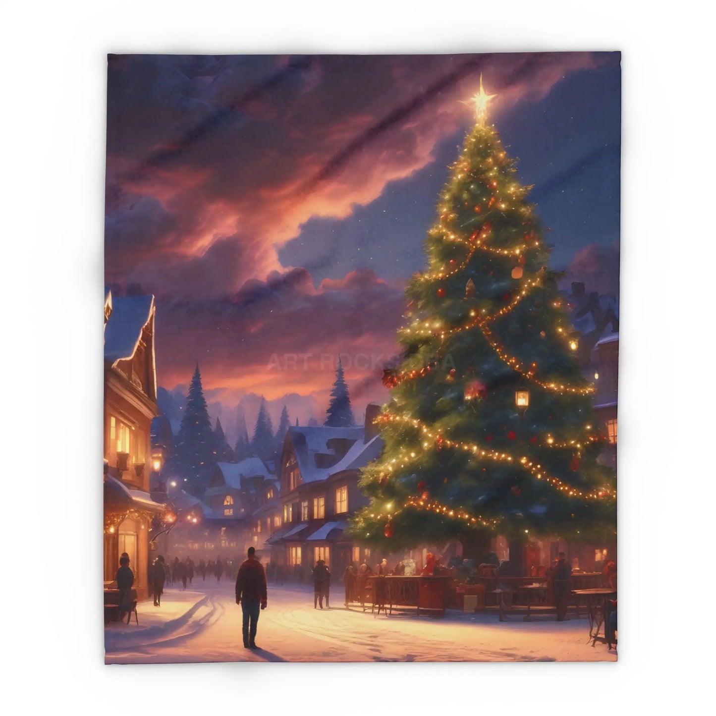 Cozy Christmas Scene Fleece Blanket – Perfect for Holiday Decor Christmas Gift Snuggling Up Home Comfort and Winter