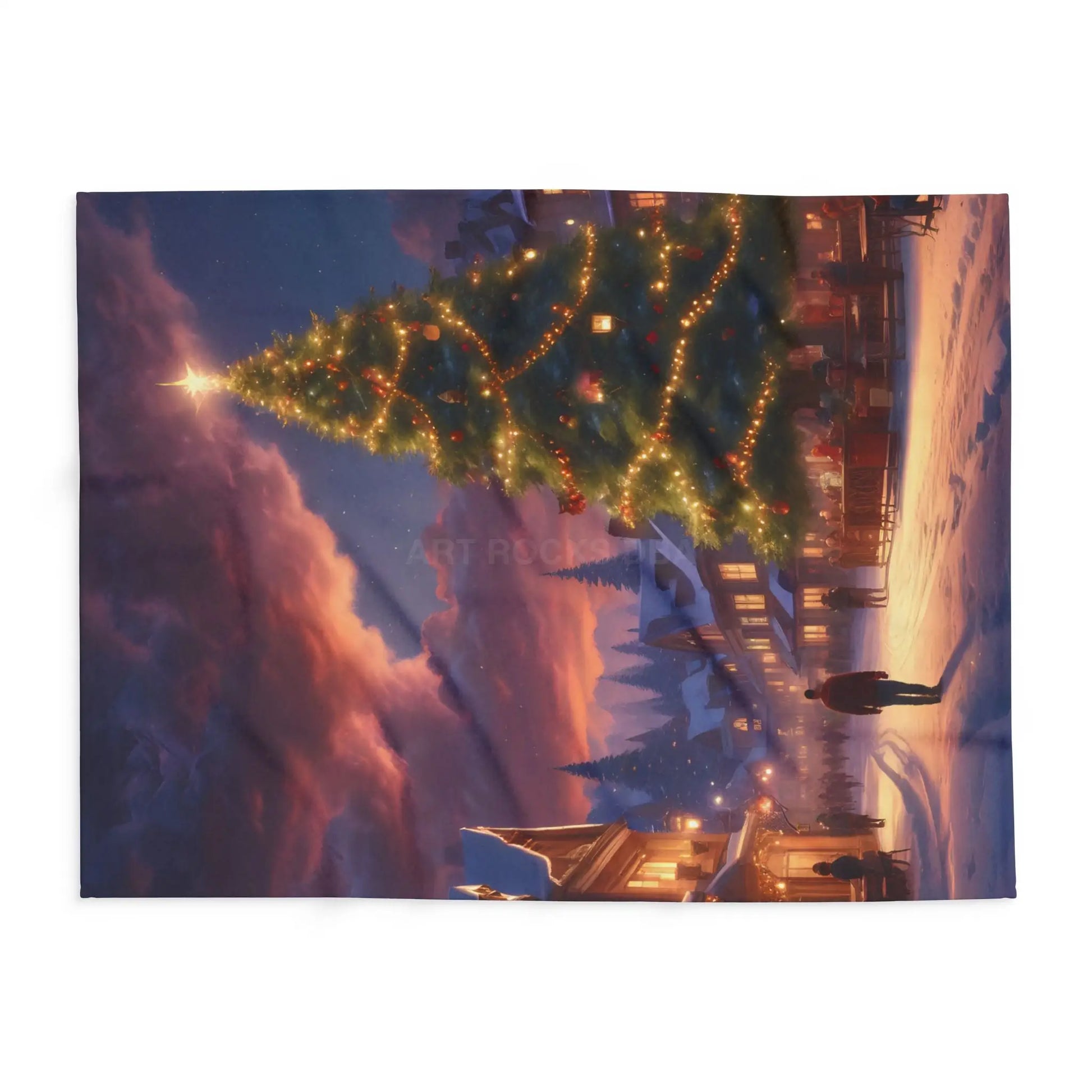 Cozy Christmas Scene Fleece Blanket – Perfect for Holiday Decor Christmas Gift Snuggling Up Home Comfort and Winter