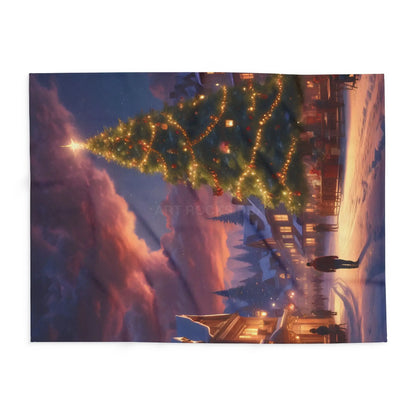 Cozy Christmas Scene Fleece Blanket – Perfect for Holiday Decor Christmas Gift Snuggling Up Home Comfort and Winter