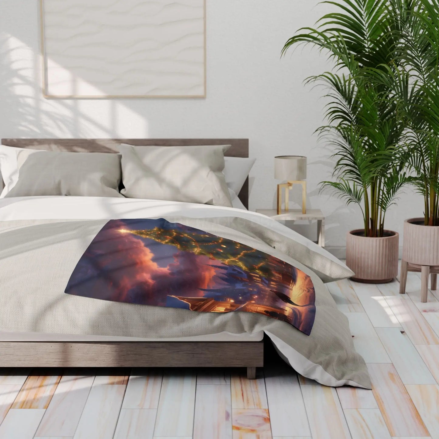 Cozy Christmas Scene Fleece Blanket – Perfect for Holiday Decor Christmas Gift Snuggling Up Home Comfort and Winter