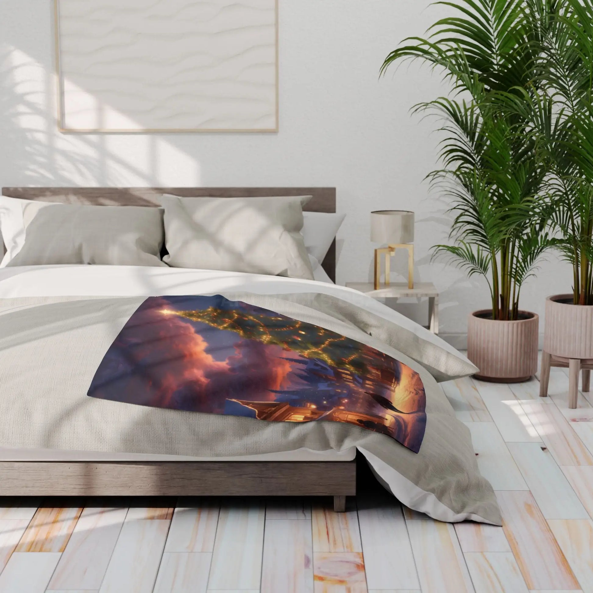 Cozy Christmas Scene Fleece Blanket – Perfect for Holiday Decor Christmas Gift Snuggling Up Home Comfort and Winter