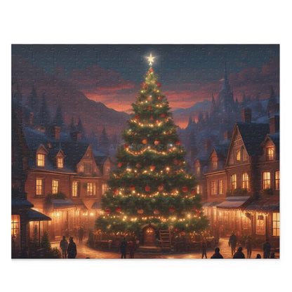Cozy Christmas Tree Village Holiday Jigsaw Puzzle- (120/252/500 pieces) - 20’’ × 16’’ (500 pcs) - Puzzle