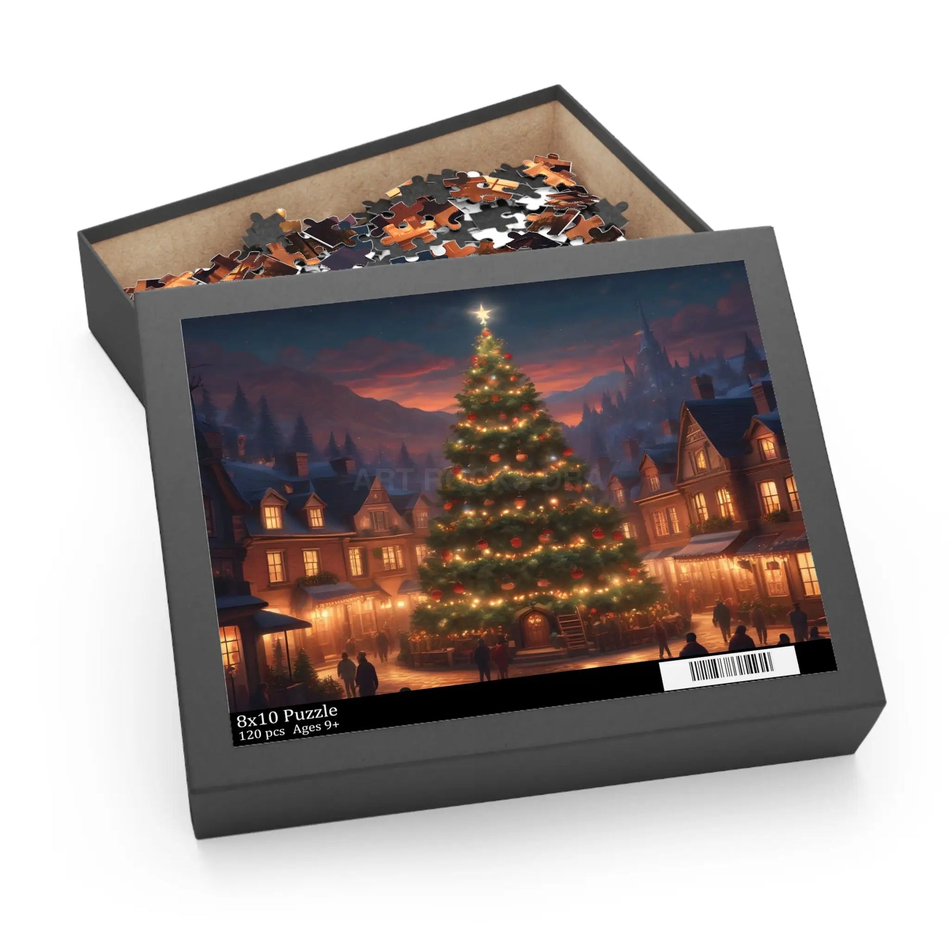 Cozy Christmas Tree Village Holiday Jigsaw Puzzle- (120/252/500 pieces) - 10’’ × 8’’ (120 pcs) - Puzzle