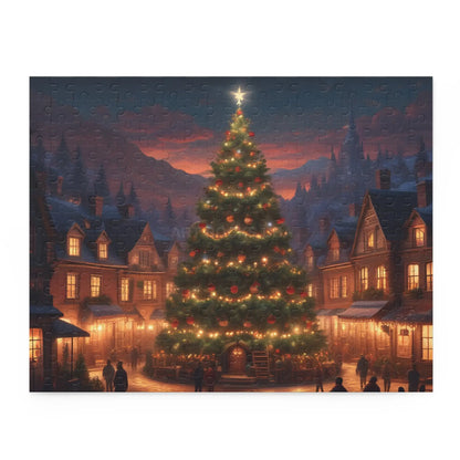 Cozy Christmas Tree Village Holiday Jigsaw Puzzle- (120/252/500 pieces) - 14’’ × 11’’ (252 pcs) - Puzzle