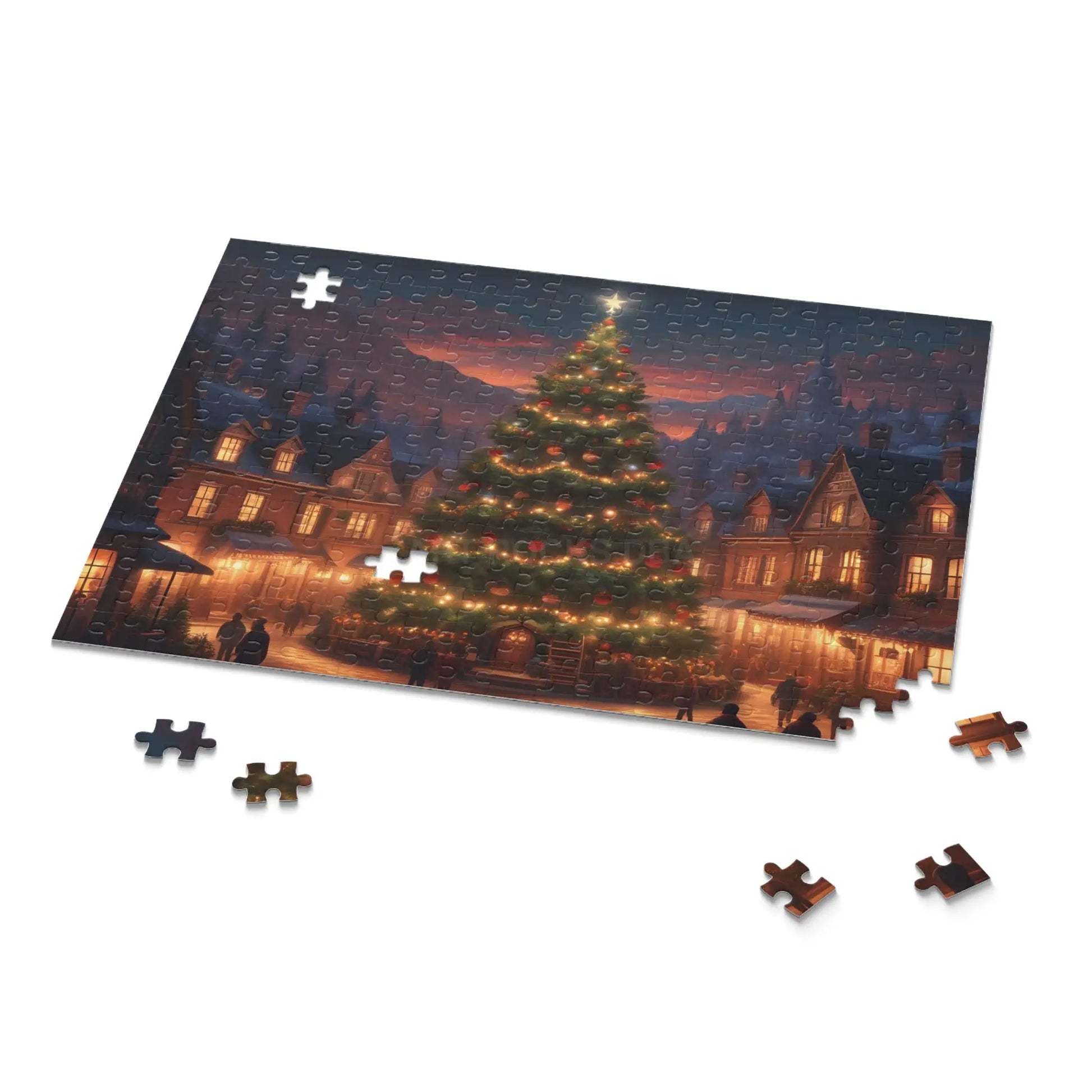 Cozy Christmas Tree Village Holiday Jigsaw Puzzle- (120/252/500 pieces) - Puzzle