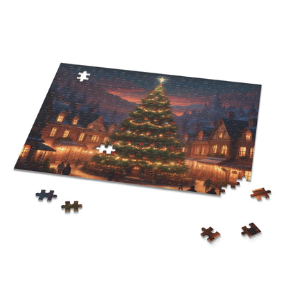 Cozy Christmas Tree Village Holiday Jigsaw Puzzle- (120/252/500 pieces) - Puzzle