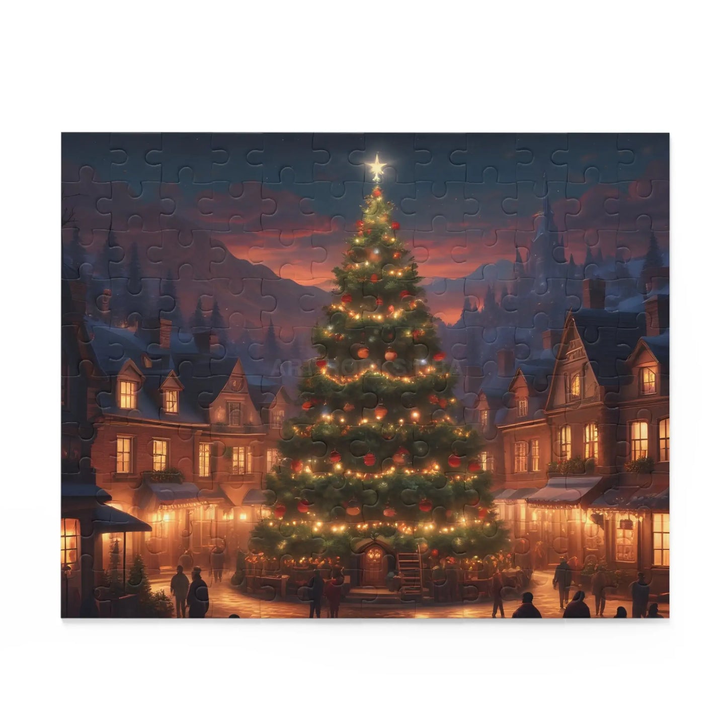 Cozy Christmas Tree Village Holiday Jigsaw Puzzle- (120/252/500 pieces) - Puzzle