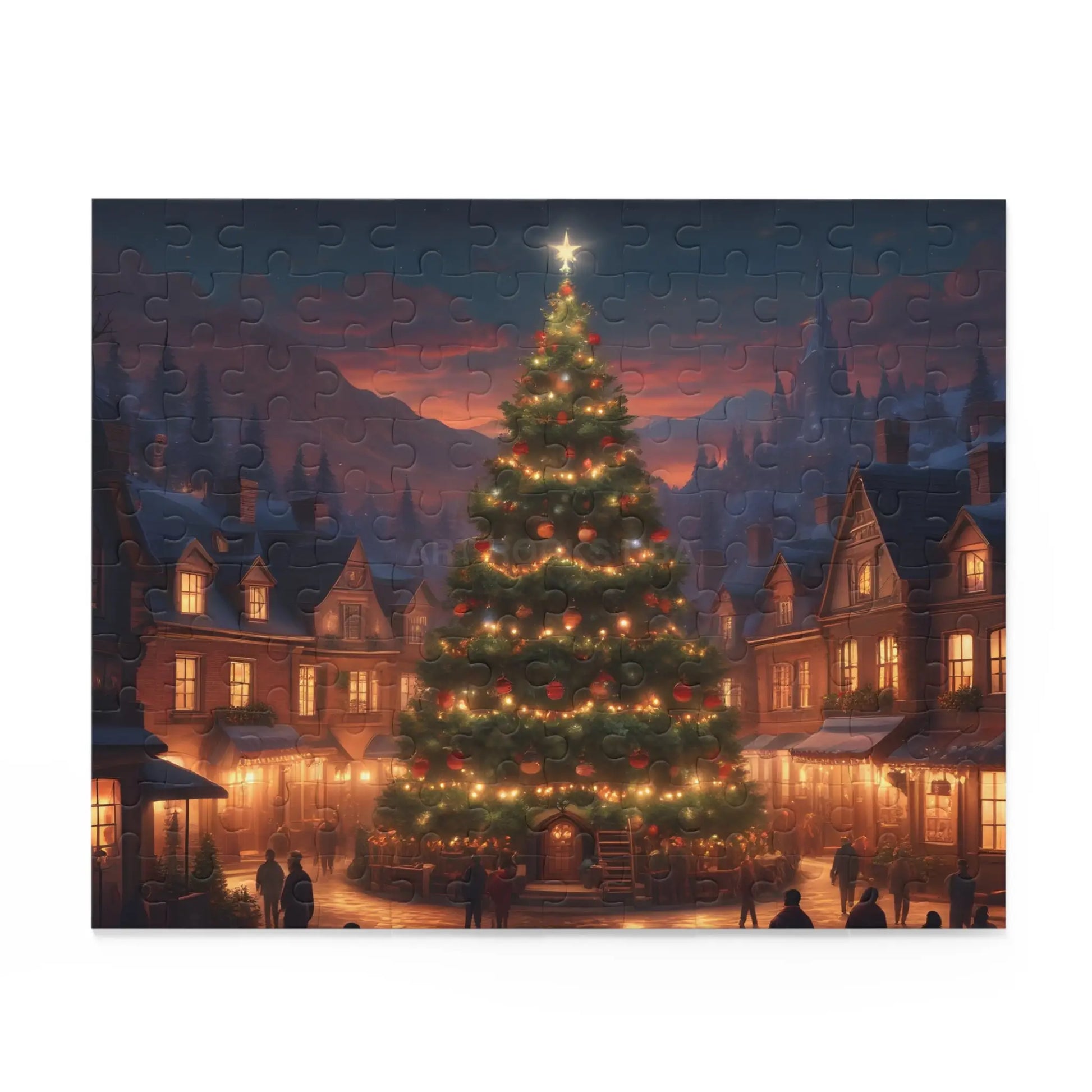 Cozy Christmas Tree Village Holiday Jigsaw Puzzle- (120/252/500 pieces) - Puzzle
