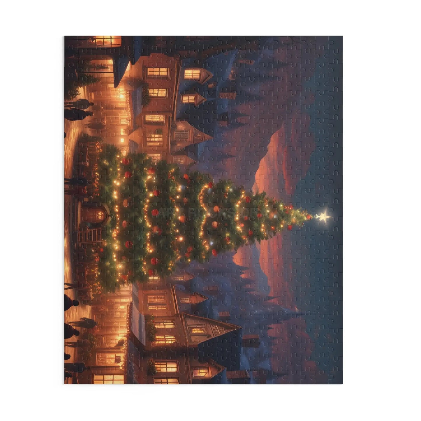 Cozy Christmas Tree Village Holiday Jigsaw Puzzle- (120/252/500 pieces) - Puzzle