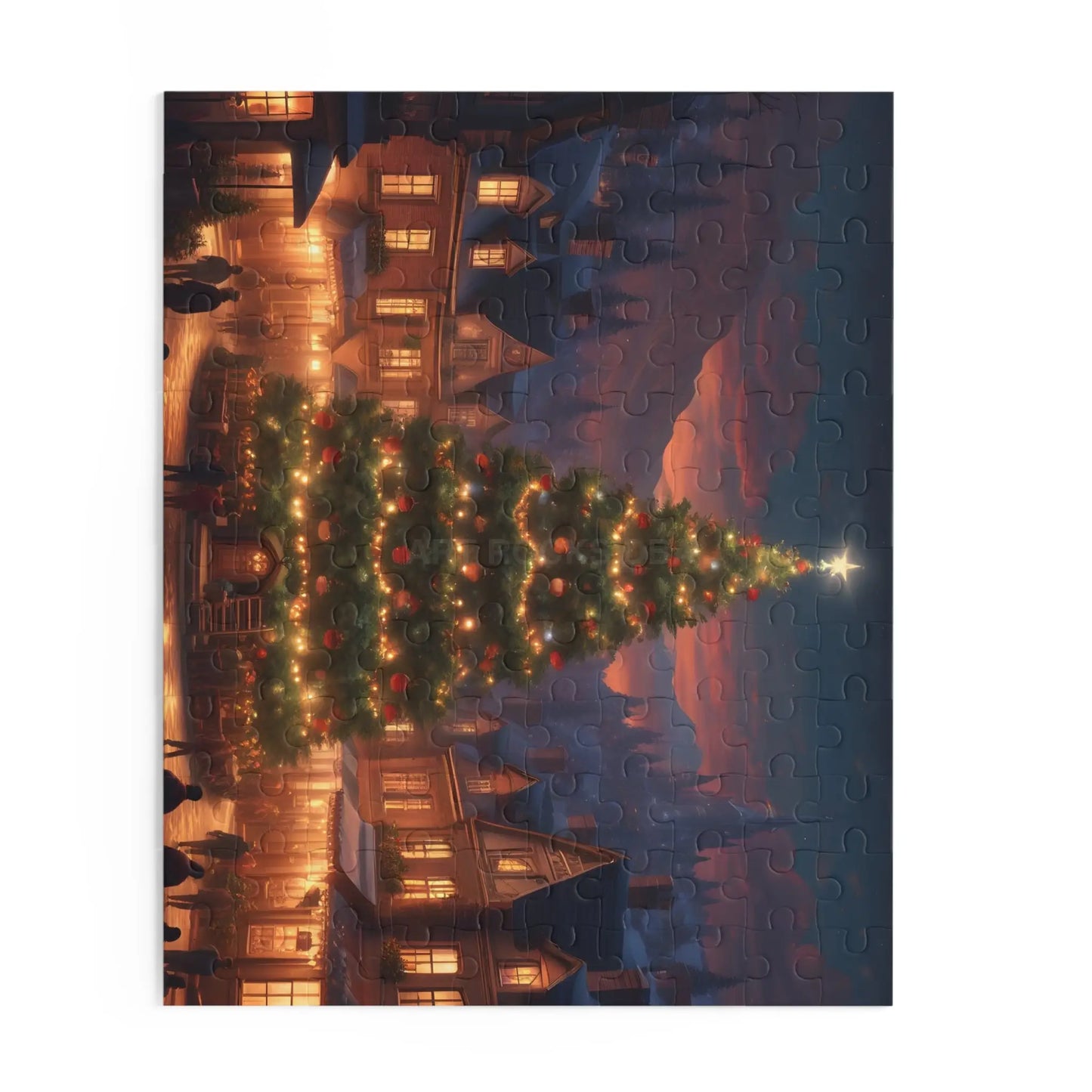 Cozy Christmas Tree Village Holiday Jigsaw Puzzle- (120/252/500 pieces) - Puzzle