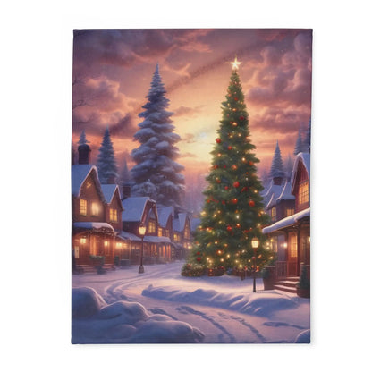 Cozy Christmas Winter Arctic Fleece Blanket with Christmas Tree Design Holiday Decor Gift for Her Warm Throw Seasonal