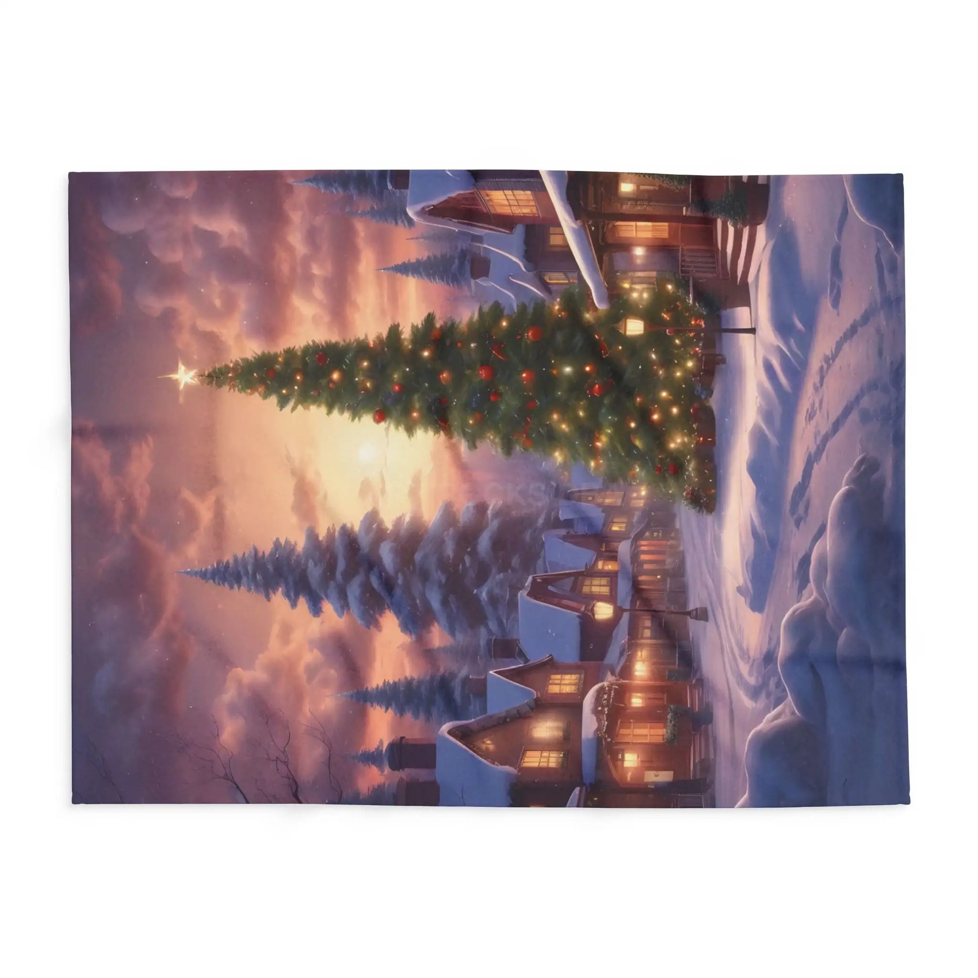 Cozy Christmas Winter Arctic Fleece Blanket with Christmas Tree Design Holiday Decor Gift for Her Warm Throw Seasonal