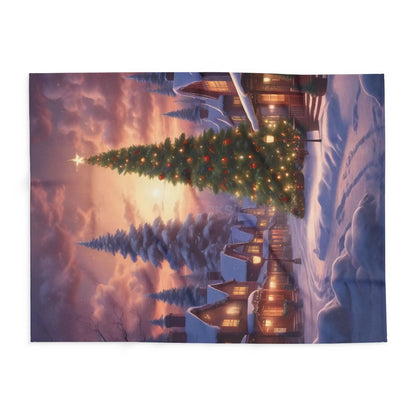 Cozy Christmas Winter Arctic Fleece Blanket with Christmas Tree Design Holiday Decor Gift for Her Warm Throw Seasonal