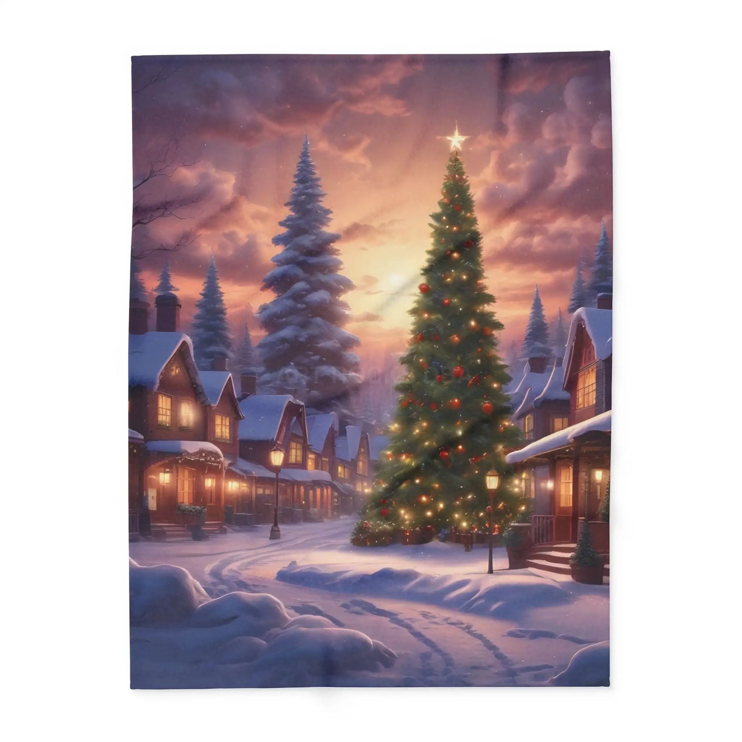 Cozy Christmas Winter Arctic Fleece Blanket with Christmas Tree Design Holiday Decor Gift for Her Warm Throw Seasonal
