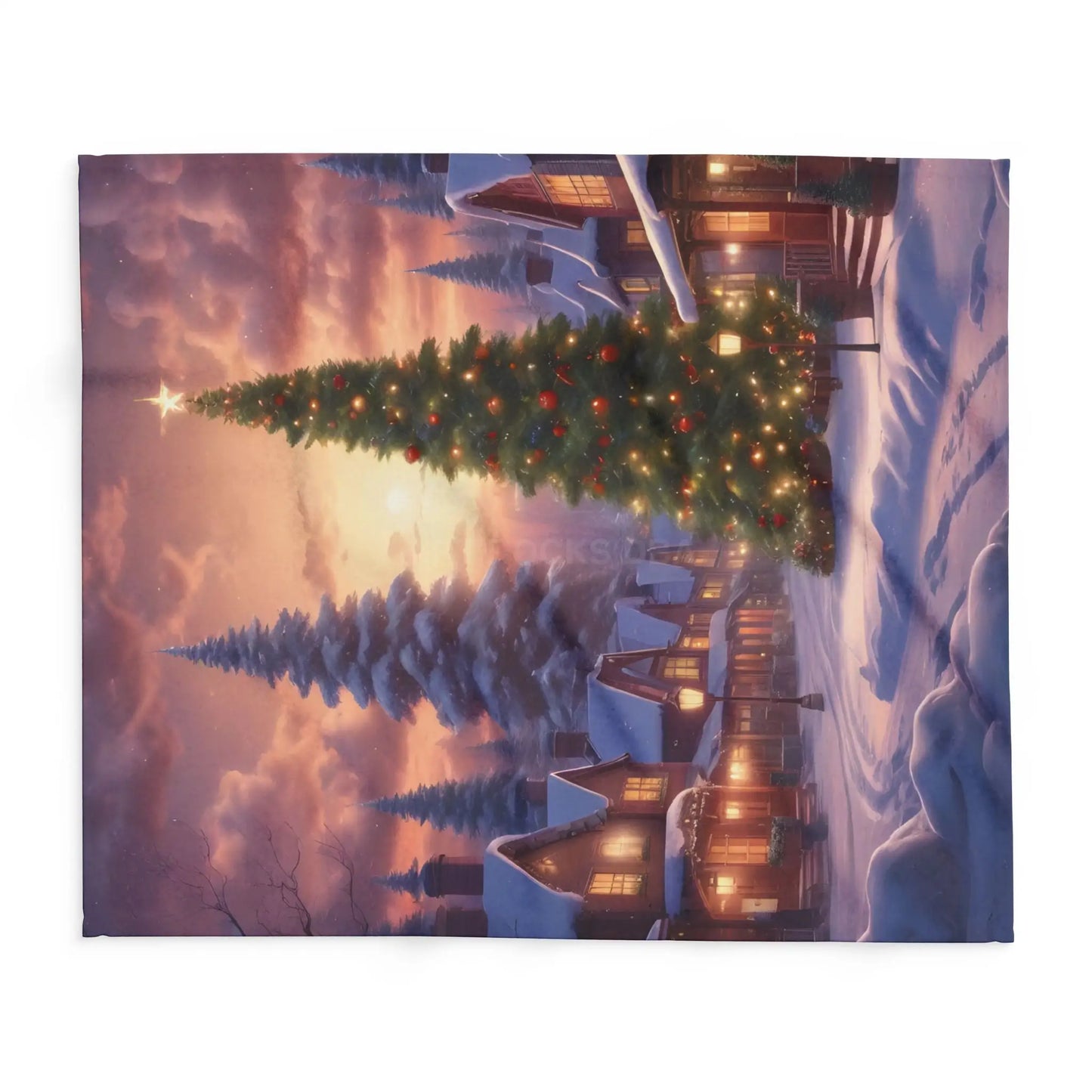 Cozy Christmas Winter Arctic Fleece Blanket with Christmas Tree Design Holiday Decor Gift for Her Warm Throw Seasonal