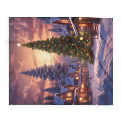Cozy Christmas Winter Arctic Fleece Blanket with Christmas Tree Design Holiday Decor Gift for Her Warm Throw Seasonal