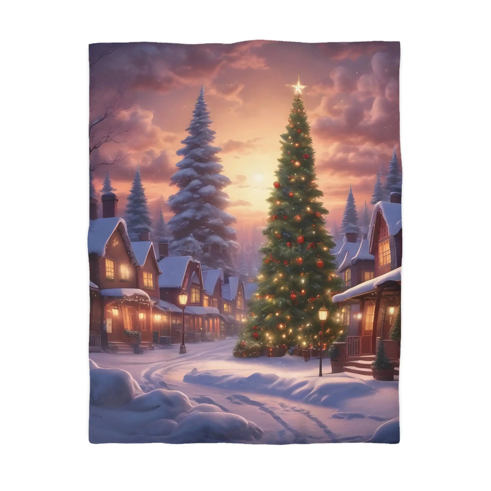 Cozy Christmas Winter Microfiber Duvet Cover | Festive Winter Wonderland Bedding Christmas Decor Warm and Inviting