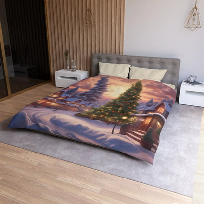 Cozy Christmas Winter Microfiber Duvet Cover | Festive Winter Wonderland Bedding Christmas Decor Warm and Inviting