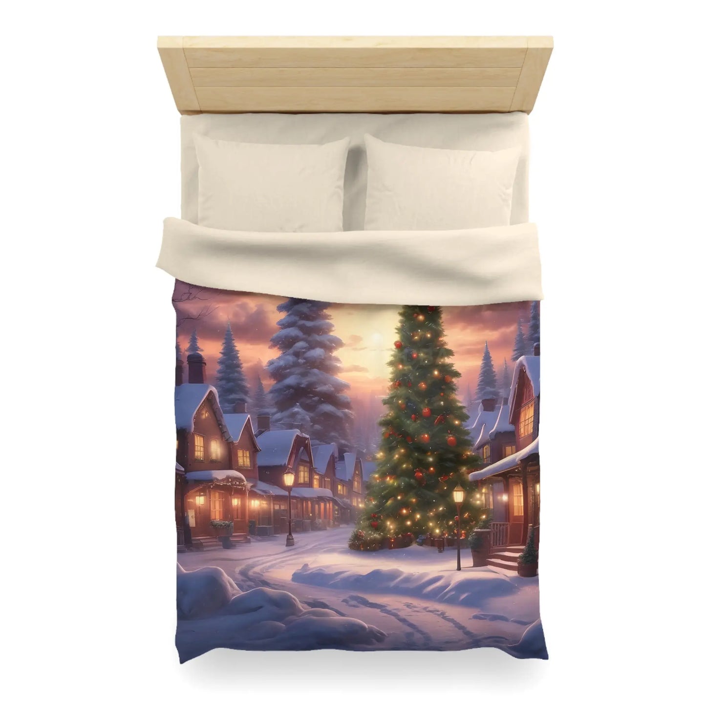 Cozy Christmas Winter Microfiber Duvet Cover | Festive Winter Wonderland Bedding Christmas Decor Warm and Inviting