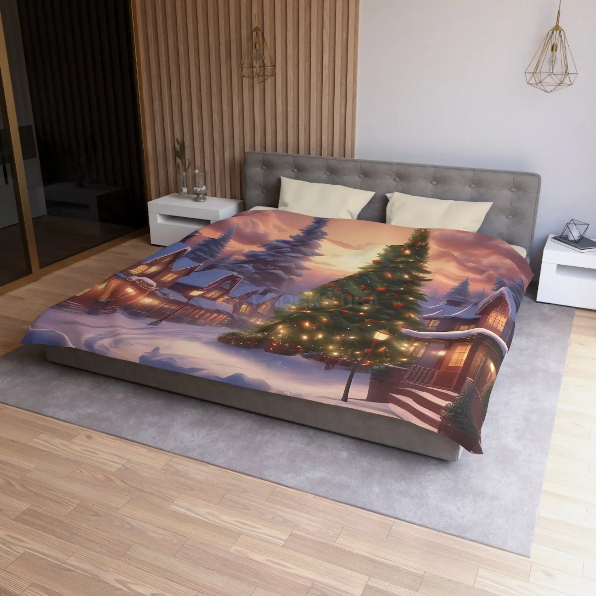 Cozy Christmas Winter Microfiber Duvet Cover | Festive Winter Wonderland Bedding Christmas Decor Warm and Inviting