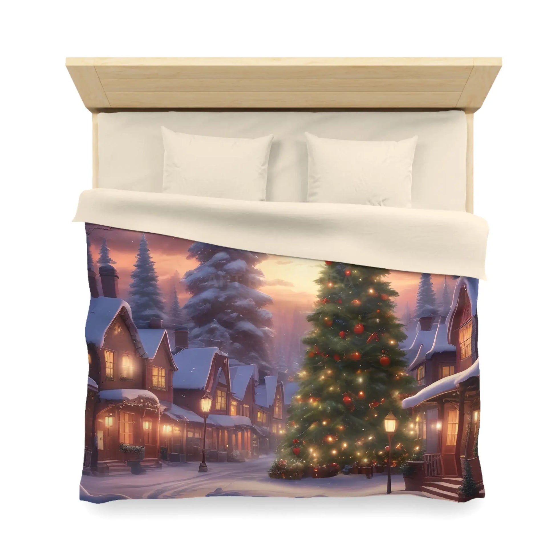 Cozy Christmas Winter Microfiber Duvet Cover | Festive Winter Wonderland Bedding Christmas Decor Warm and Inviting