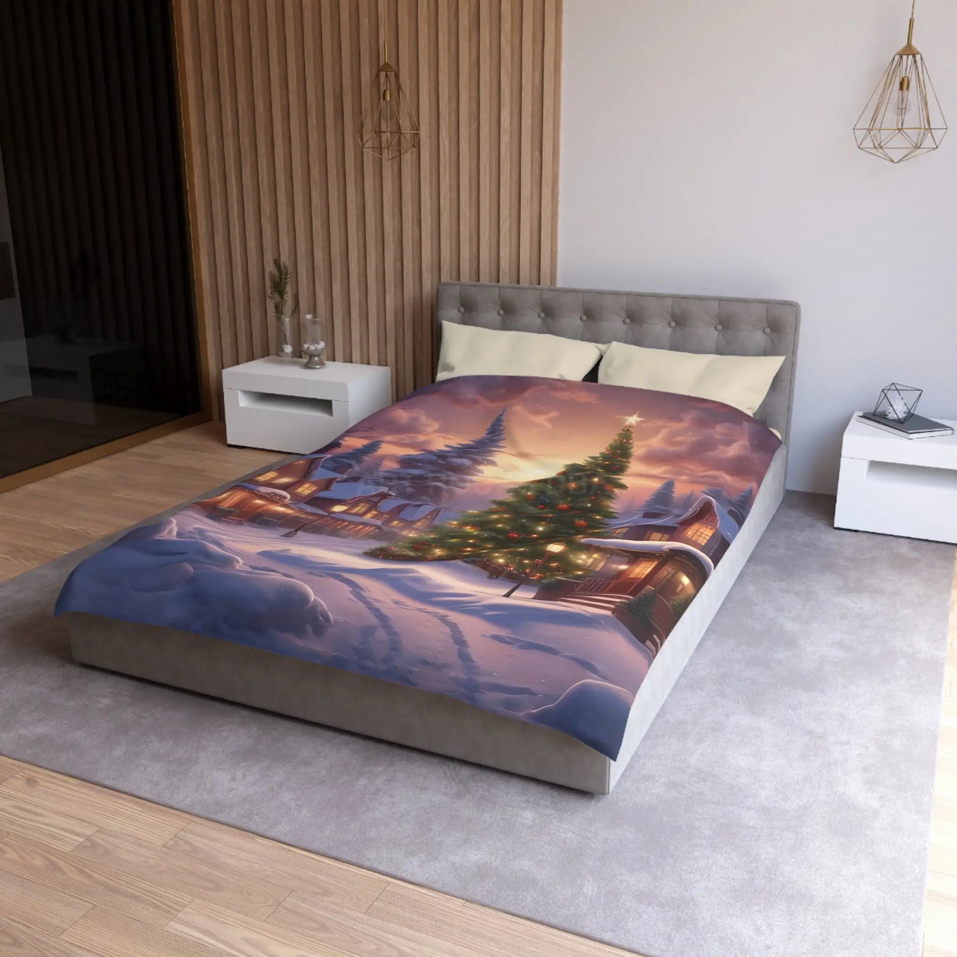 Cozy Christmas Winter Microfiber Duvet Cover | Festive Winter Wonderland Bedding Christmas Decor Warm and Inviting