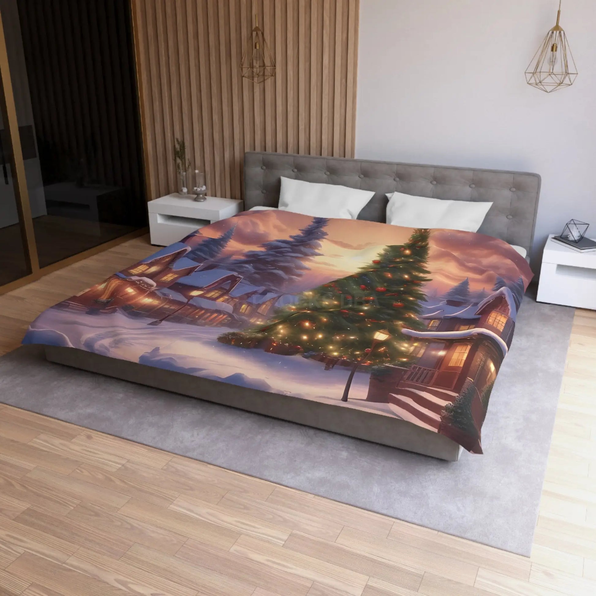 Cozy Christmas Winter Microfiber Duvet Cover | Festive Winter Wonderland Bedding Christmas Decor Warm and Inviting