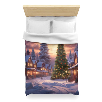 Cozy Christmas Winter Microfiber Duvet Cover | Festive Winter Wonderland Bedding Christmas Decor Warm and Inviting