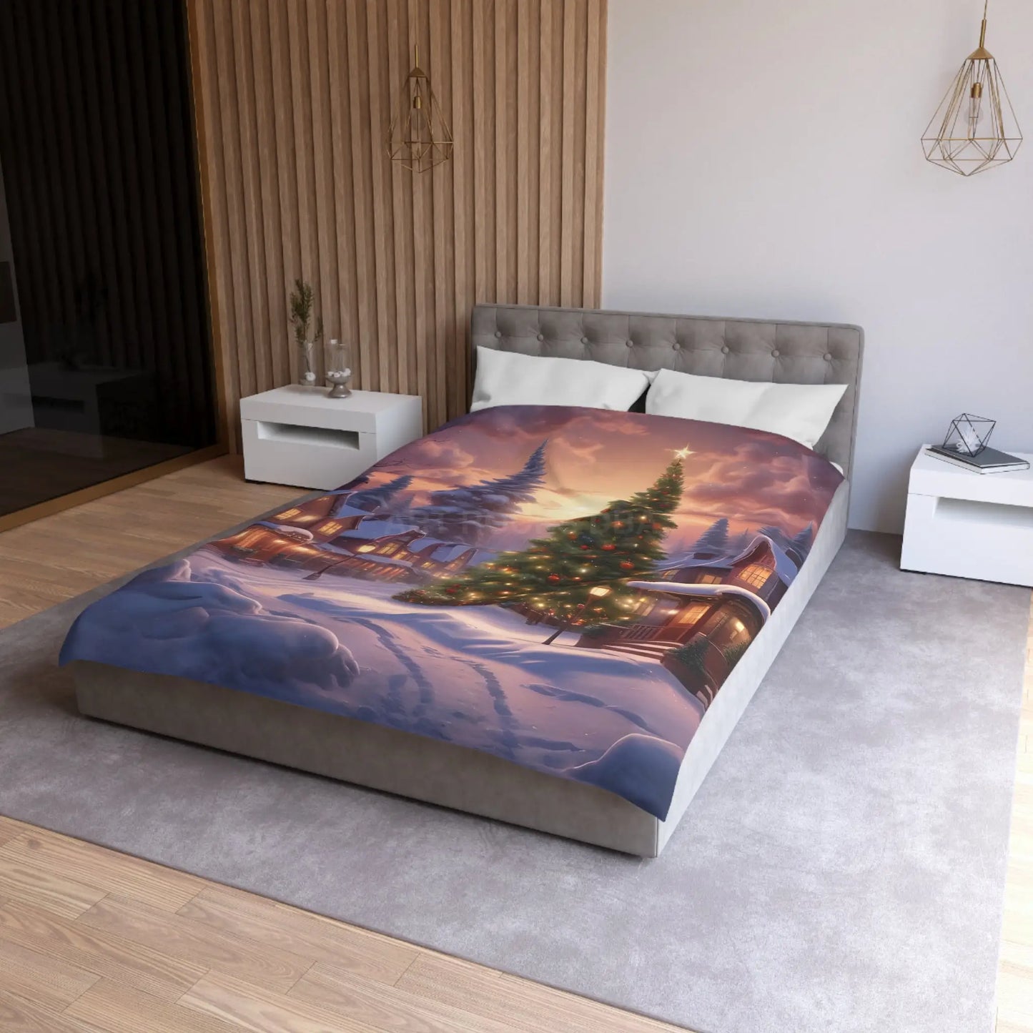 Cozy Christmas Winter Microfiber Duvet Cover | Festive Winter Wonderland Bedding Christmas Decor Warm and Inviting