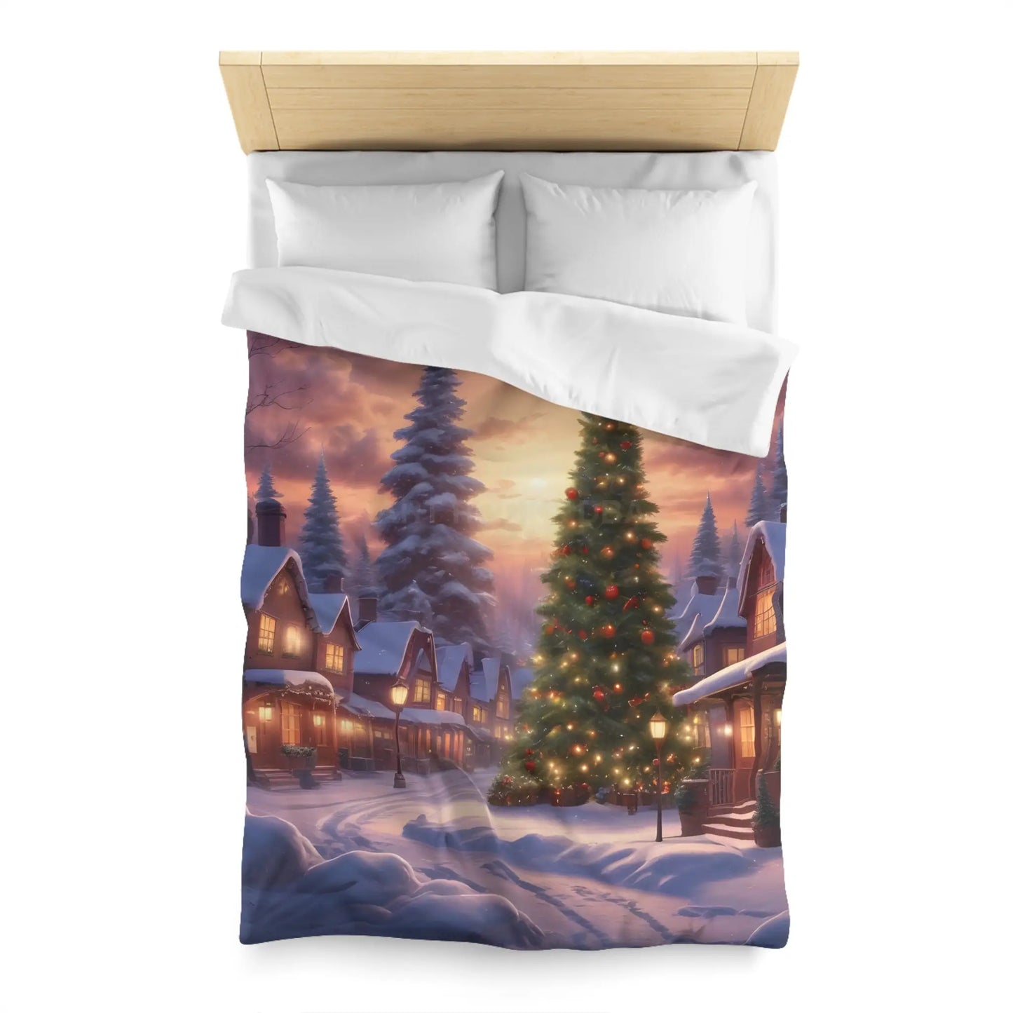 Cozy Christmas Winter Microfiber Duvet Cover | Festive Winter Wonderland Bedding Christmas Decor Warm and Inviting
