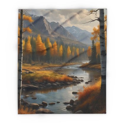 Cozy Golden Autumn Landscape Blanket Warm Fleece Throw for Fall Decor Perfect Gift for Nature Lovers Seasonal Home