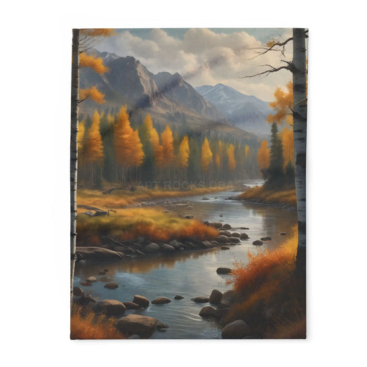 Cozy Golden Autumn Landscape Blanket Warm Fleece Throw for Fall Decor Perfect Gift for Nature Lovers Seasonal Home