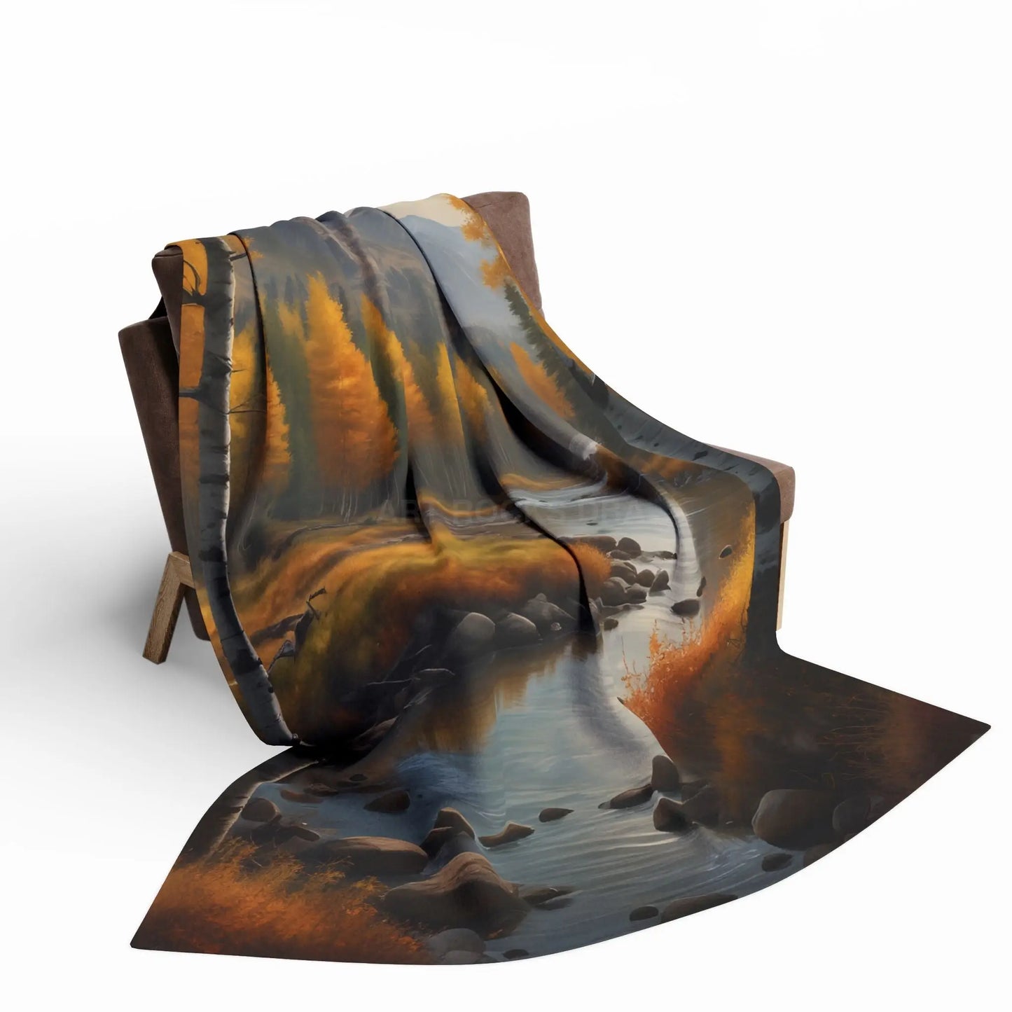 Cozy Golden Autumn Landscape Blanket Warm Fleece Throw for Fall Decor Perfect Gift for Nature Lovers Seasonal Home