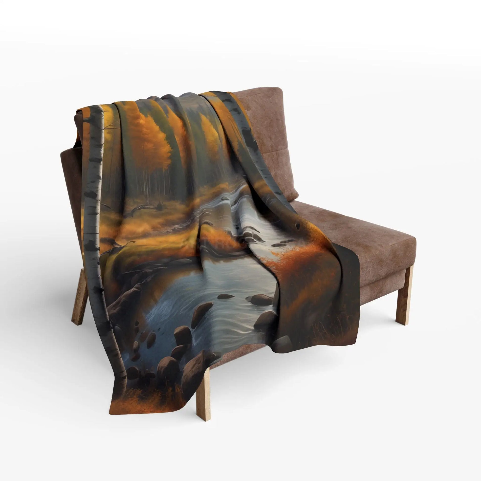 Cozy Golden Autumn Landscape Blanket Warm Fleece Throw for Fall Decor Perfect Gift for Nature Lovers Seasonal Home